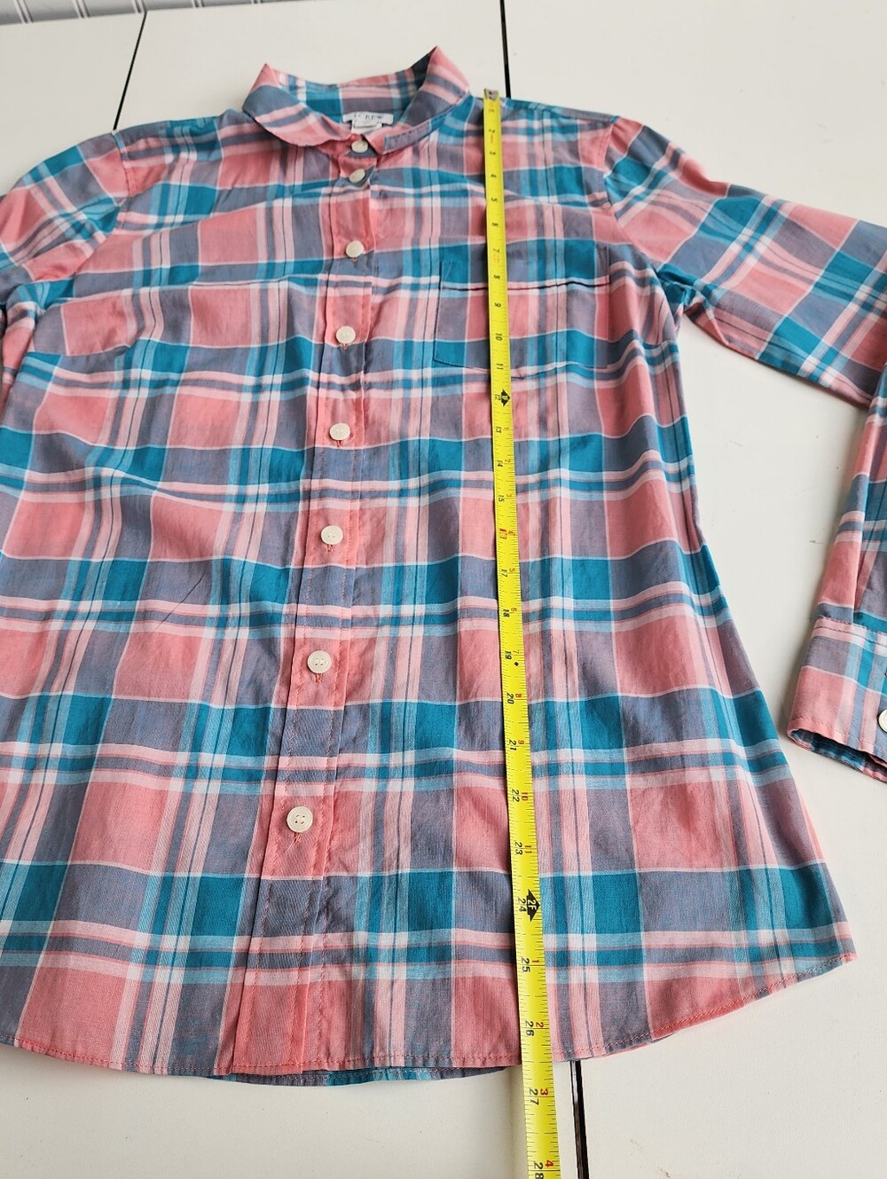NWT J. Crew Plaid classic button-down shirt Coral Pink Blue Reef Shadow XS - Picture 8 of 14